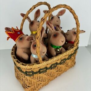 Basket full of Stuffed Bunnies-Easter/Spring Decor